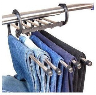 5 em 1 Wardrobe Hanger Multi-funcional Cabides Calças Magia Armário de Roupas de Aço Inoxidável Rack de Cabides Para Roupas