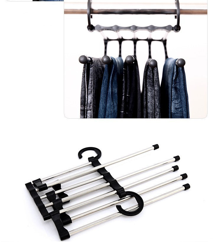 5 em 1 Wardrobe Hanger Multi-funcional Cabides Calças Magia Armário de Roupas de Aço Inoxidável Rack de Cabides Para Roupas