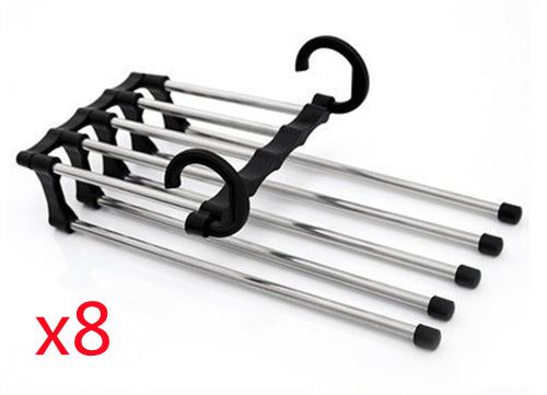 5 em 1 Wardrobe Hanger Multi-funcional Cabides Calças Magia Armário de Roupas de Aço Inoxidável Rack de Cabides Para Roupas