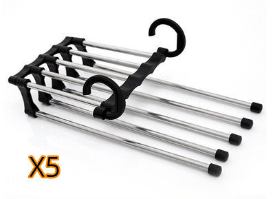 5 em 1 Wardrobe Hanger Multi-funcional Cabides Calças Magia Armário de Roupas de Aço Inoxidável Rack de Cabides Para Roupas