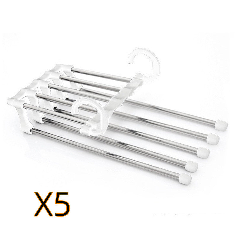 5 em 1 Wardrobe Hanger Multi-funcional Cabides Calças Magia Armário de Roupas de Aço Inoxidável Rack de Cabides Para Roupas