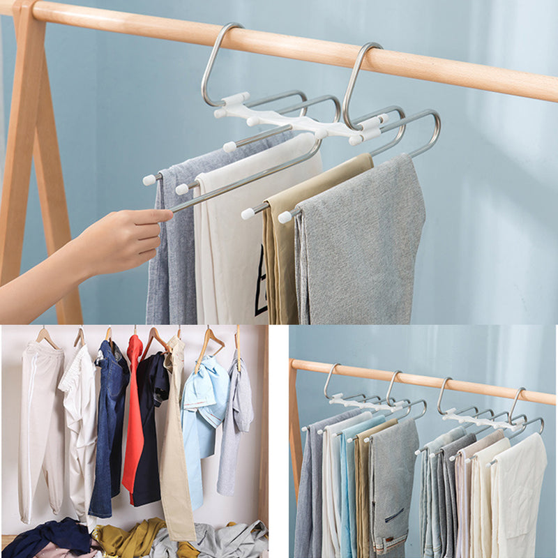 5 em 1 Wardrobe Hanger Multi-funcional Cabides Calças Magia Armário de Roupas de Aço Inoxidável Rack de Cabides Para Roupas