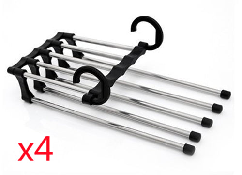 5 em 1 Wardrobe Hanger Multi-funcional Cabides Calças Magia Armário de Roupas de Aço Inoxidável Rack de Cabides Para Roupas