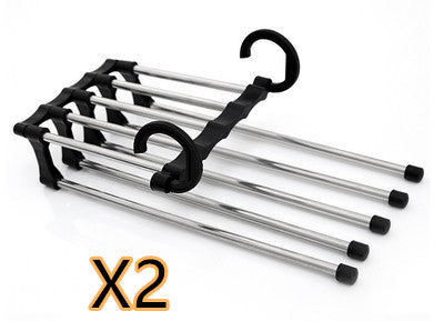 5 em 1 Wardrobe Hanger Multi-funcional Cabides Calças Magia Armário de Roupas de Aço Inoxidável Rack de Cabides Para Roupas