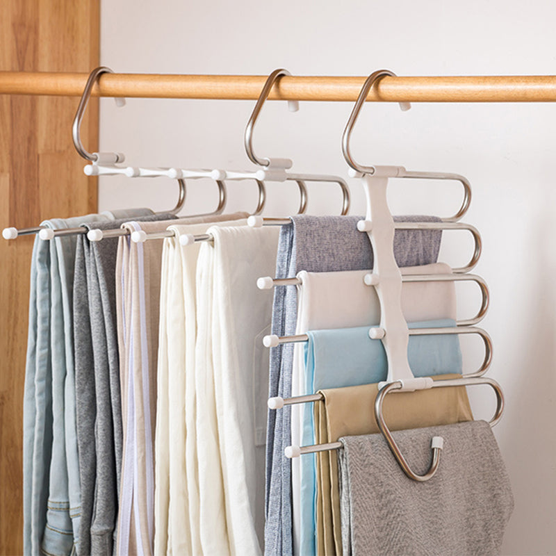 5 em 1 Wardrobe Hanger Multi-funcional Cabides Calças Magia Armário de Roupas de Aço Inoxidável Rack de Cabides Para Roupas