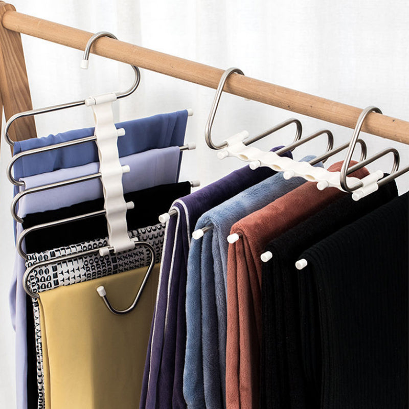 5 em 1 Wardrobe Hanger Multi-funcional Cabides Calças Magia Armário de Roupas de Aço Inoxidável Rack de Cabides Para Roupas